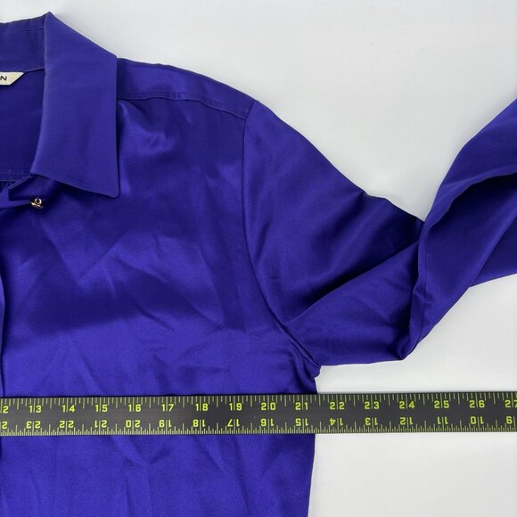 St John Silk Long Sleeve Button Up Top Purple Womens Size 10 Large Vintage USA - Picture 9 of 11